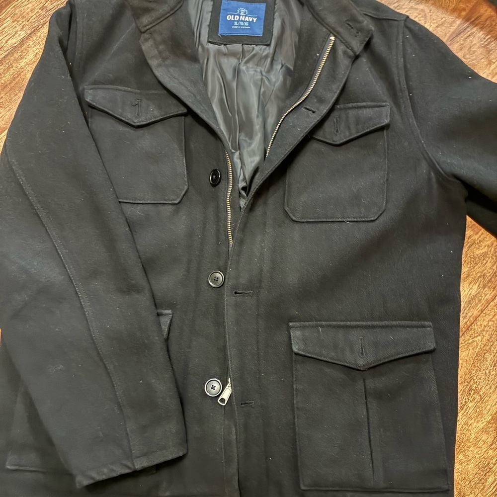 Old Navy Black Wool Military Field Jacket